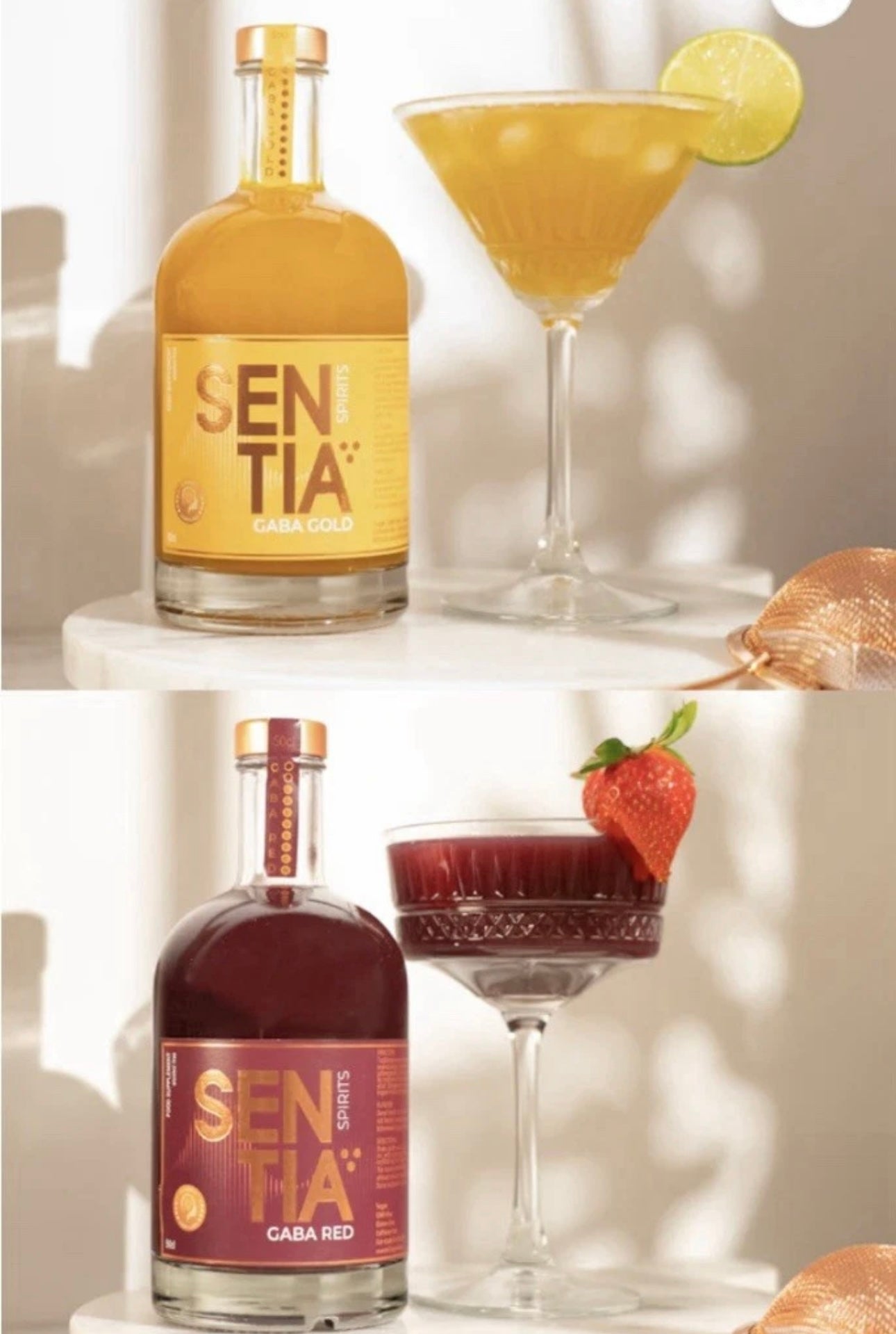 SENTIA GABA GOLD & RED – 2er-Bundle alkoholfreier Premium-Spirits 2×500 ml Flaschen